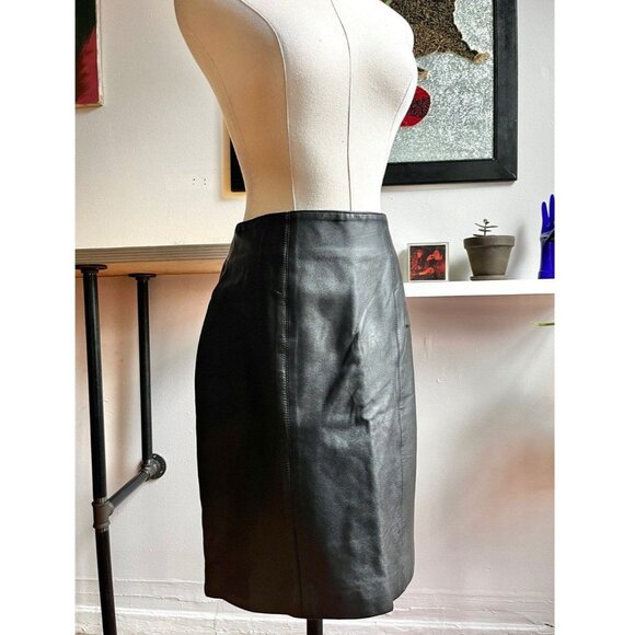 Vintage 80s Margaret Godfrey Leather Skirt | High-Waist Pencil Fit - Picture 1 of 7